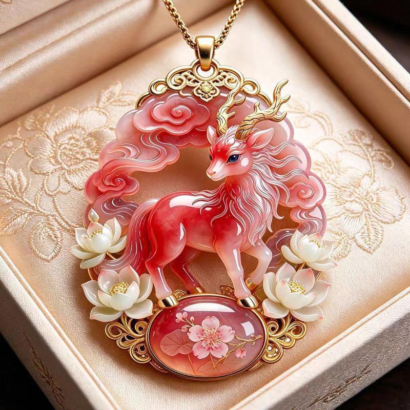 Nine Tailed Fox Enamel Pendant Necklace Exquisite Chinese Style Trendy Jewelry Ideal Anniversary Gift for Girlfriend
