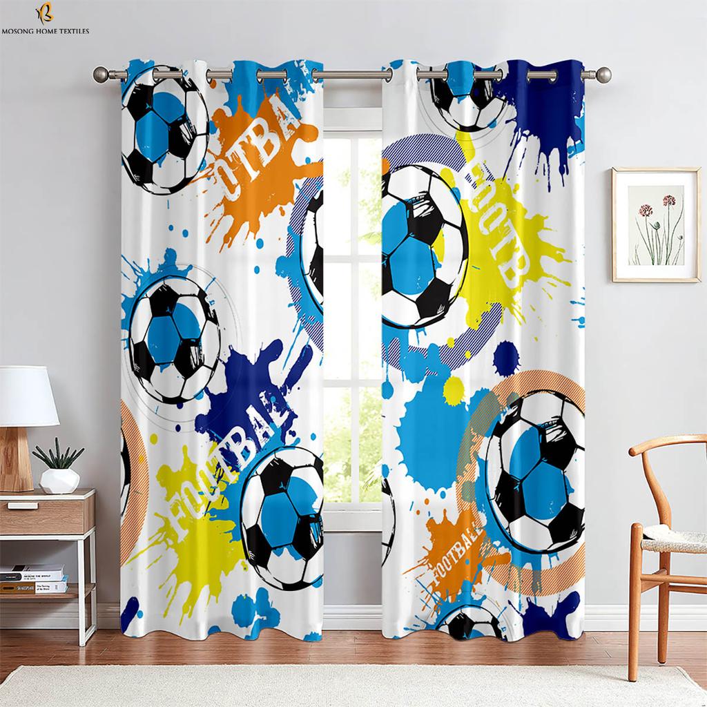 Разбейте кирпичную стену Крутой футбол 3D Печатные шторы Детская комната Гостиная Кухня Спальня Декоративные шторы 2 шт.