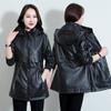 Women 'S Leather Jacket Mid -Length Coat Casual Leather Jacket