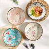6 шт. Керамические обеденные тарелки, японские ретро-круглые обеденные тарелки, тарелка для пасты, кухонная посуда, микроволновая печь, бытовая посуда