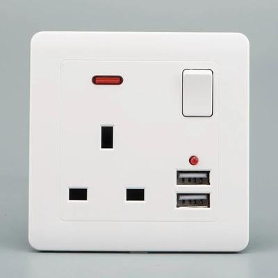 Depoguye UK Plug Usb настенная розетка, 5 В 2.1 А двойная USB розетка универсальная розетка с тремя отверстиями, со светодиодным индикатором AC110 В-250 В