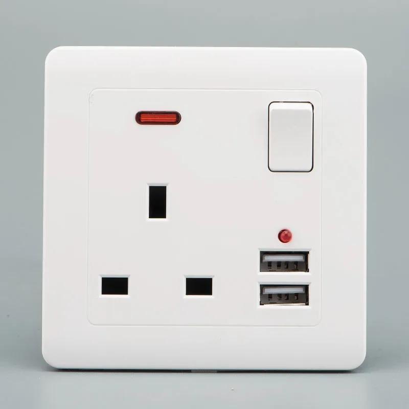 Depoguye UK Plug Usb Wall Socket, 5V 2.1A Double USB Socket Universal Three Hole Power outlet,With LED Indicator AC110V-250V