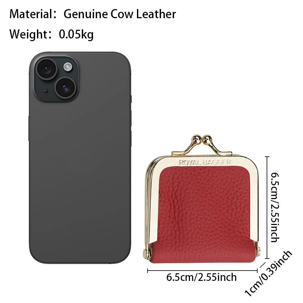 Royal Bagger Genuine Leather Mini Jewelry Box, Ring & Necklace Storage, Slim Coin Purse with Kiss Lock for Women 3120 SpringStatements
