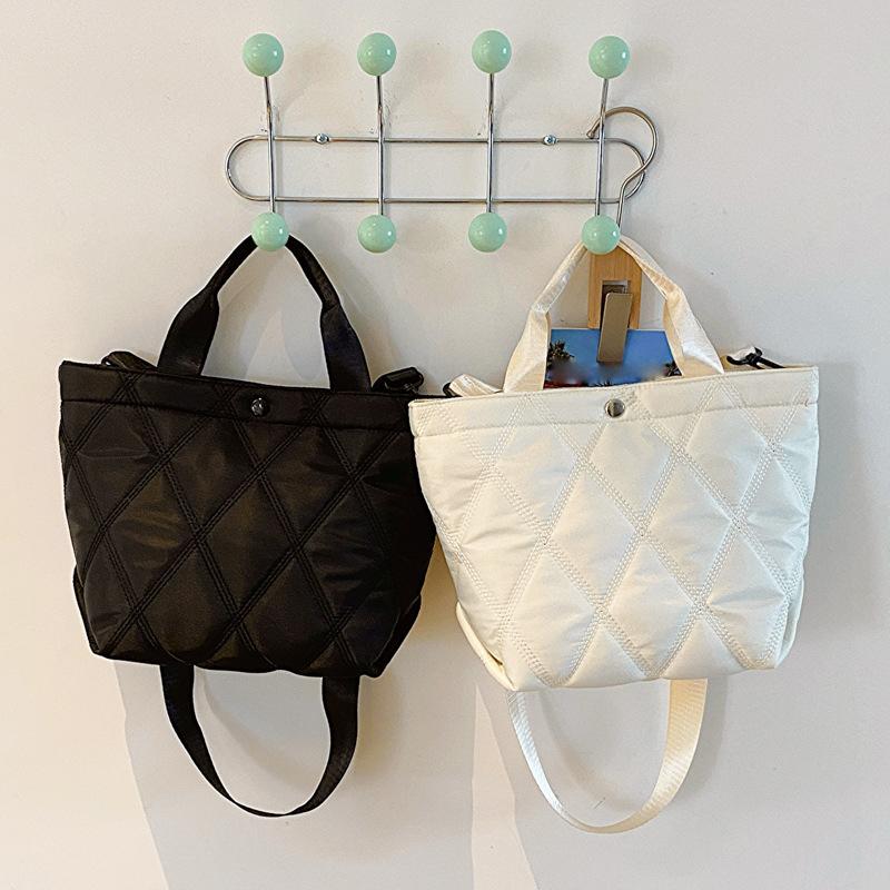 Женская однотонная сумка через плечо, большая вместимость, сумка-ведро с ромбовидной решеткой, регулируемый ремень, повседневная сумка-тоут, одинарная сумка через плечо MIT