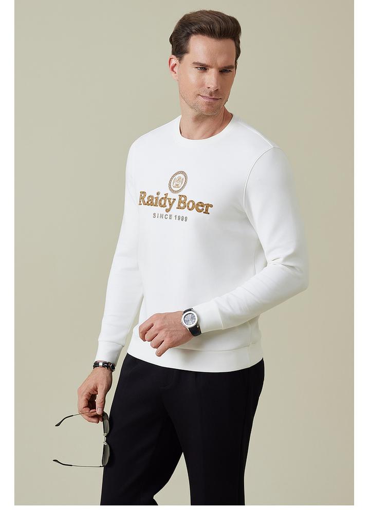 Air Layer Men's Hot Diamond Plush Logo Round Neck Hoodie