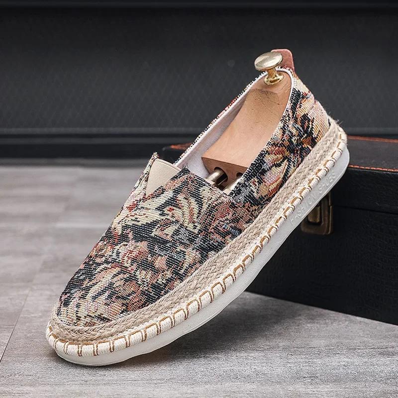 Новые классические мужские туфли с круглым носком, повседневные дышащие холщовые мокасины, мужские туфли на плоской подошве Fishmen, эспадрильи Zapatos De Hombre 2025