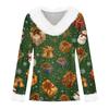 Women's T Shirt Tee Christmas Shirt Long Sleeve Party Christmas Print Fleece Collar V Neck Top