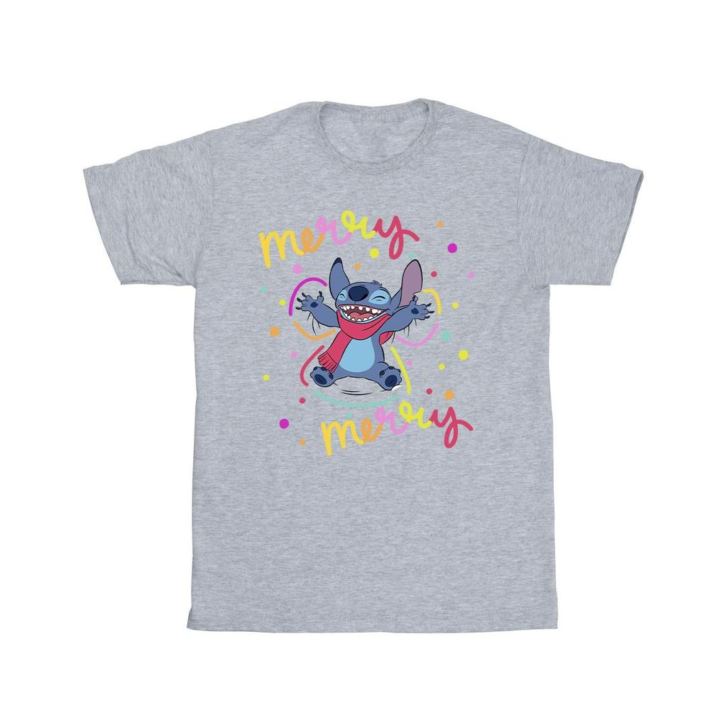 Disney Mens Lilo & Stitch Merry Rainbow T-Shirt