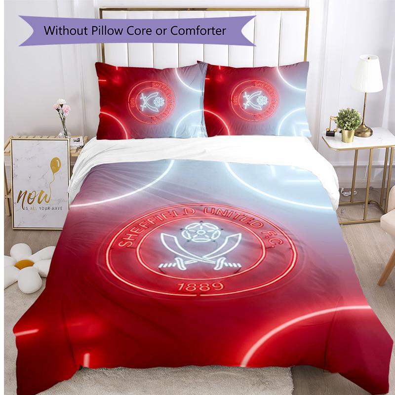 Sheffield United Football Printed 3 Pieces Bedding Set, Comfortable Skin Friendly Bedroom Duvet Cover Set