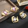 Square Zircon Earrings High-End Sense Light Luxury Exquisite Simple Stud Earrings Niche Design Temperament Earrings Women