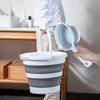 Портативное складное пластиковое ведро с мерным стаканчиком для кемпинга и уборки