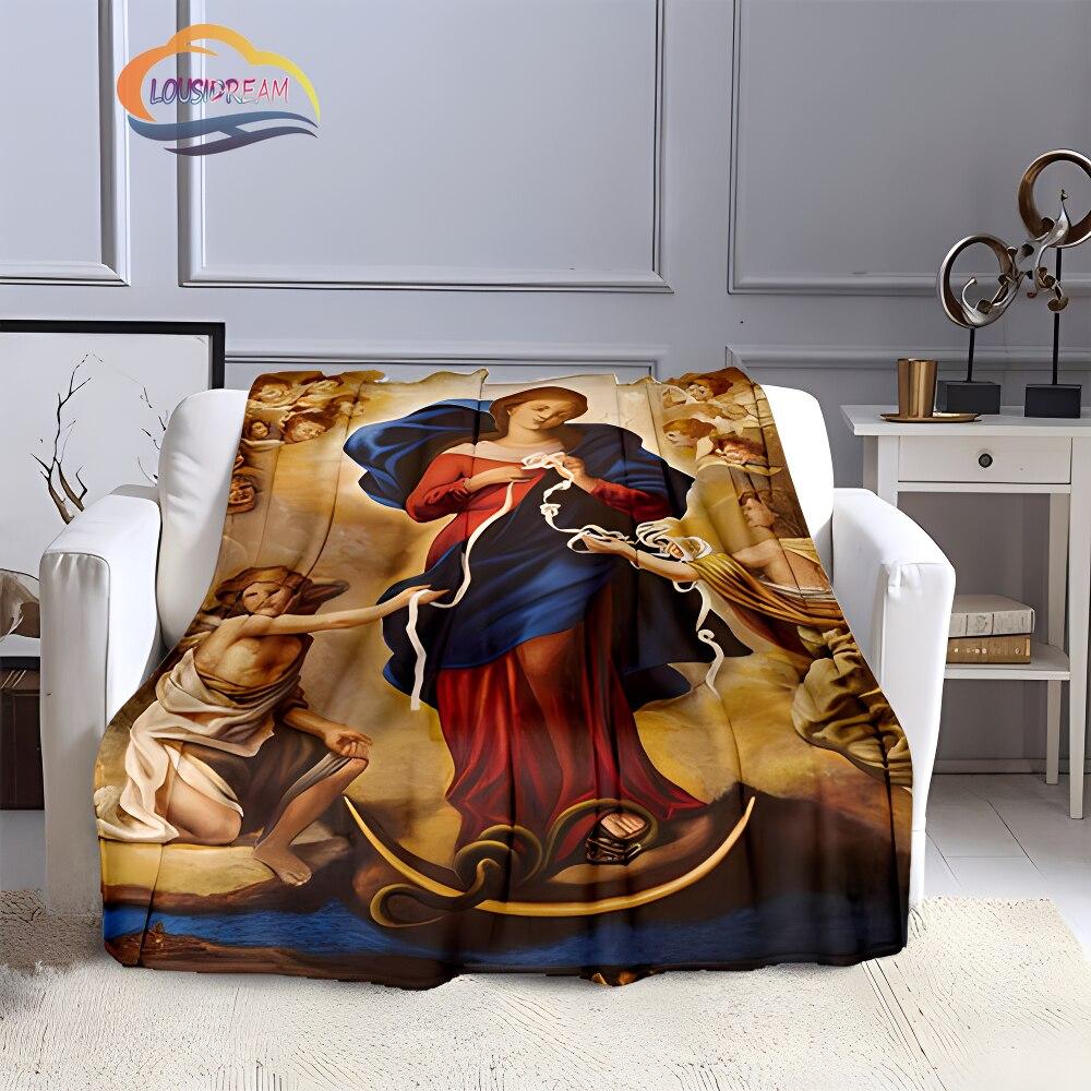 Одеяла с 3D принтом Христа Пресвятой Девы Марии, модные фланелевые кашемировые одеяла, модные религиозные мягкие покрывала, диванные одеяла