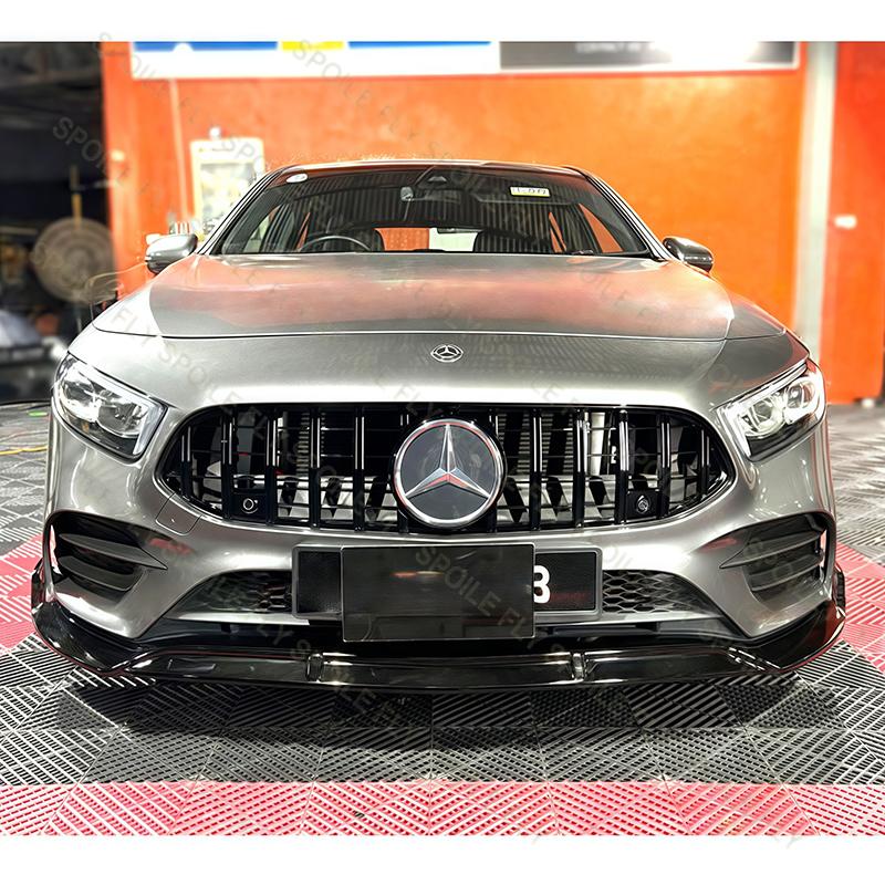 For Benz A CLASS W177 2019-2025 A180 A200 A35 AMG BBS Style High Quality ABS Car Front Lip Bumper Spoiler Body Kit Glossy Black