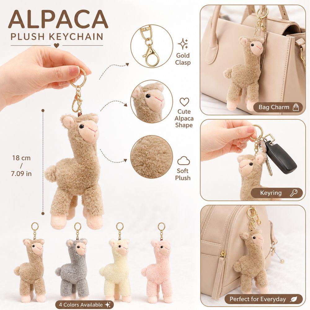 Cute Alpaca Bag Charm Mini Alpaca Plush Pendant New Alpaca Plush Keychain for Women