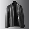 Autumn and Winter New Style Middle-aged and Elderly Fathers Stand Collar Zipper Goatskin Leather Jacket Trendy Genuine Leather Jacket for Men
