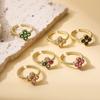 Fashion Luxury Four-Leaf Clover Open Ring Temperament Delicate Flowers Adjustable Ring