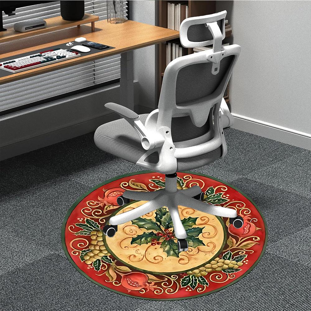 1pc Festive Plate Carpet for Office Non-Slip, Round Carpet, Soft & Comfortable, Carpet for Office, Round Floor Mat yy251225124