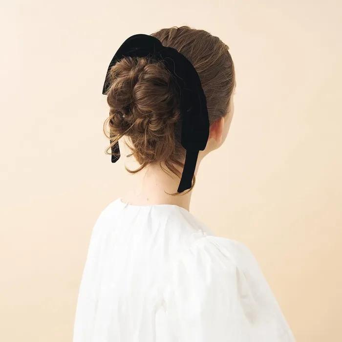[Alexandre de Paris] Islid Velvet Scrunchie Black
