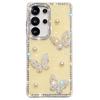 For Samsung Galaxy S25 Ultra Case Rhinestone Edge Pearl Butterfly Decor TPU+PC IMD Phone Cover