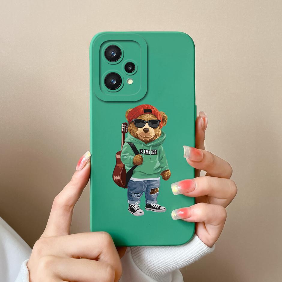 Чехол для OPPO Realme 9 Pro + 5G Милый Мультяшный Стиль с Динозаврами Жидкий Силикон Задняя Крышка Для Realme9 Pro Plus 5G Модный Funda
