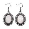 Drop & Dangle Earring Oval Ear Hook Glass Cabochon Base Setting Tray Vintage Jewelry SuppliesEarring Size 18x19mm QE017