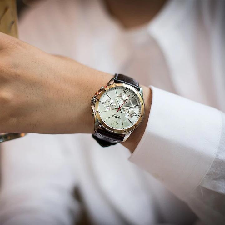 Casio Мужские Стандартные Часы 47мм Серебристые MTP-1374L-7A MTP-1374L-7A