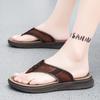 New Trend Men's Leather Slides Anti-Slip Male Slippers Comfortable Flip-flops Quick Dry Men Half Drag Outdoor Wading Aqua Shoes