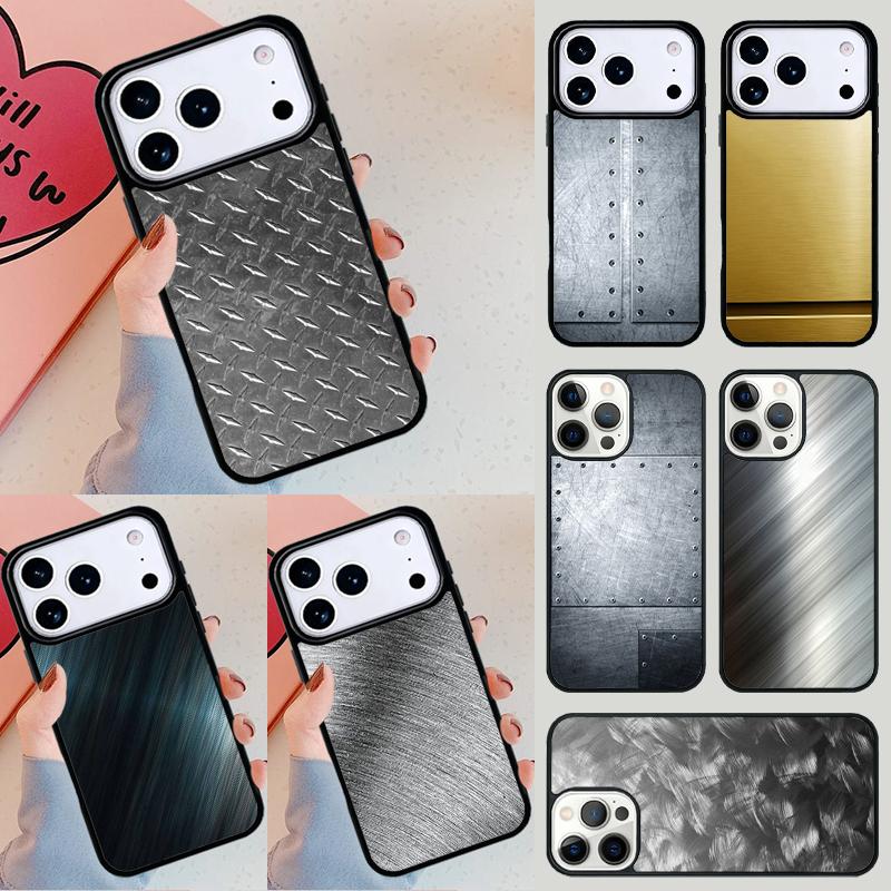 Чехол для телефона со стальным принтом и текстурой шлифованного металла Для iPhone 17 Air 14 15 13 12 Max Чехол Для Apple 16 16e 11 Pro Max Plus Coque