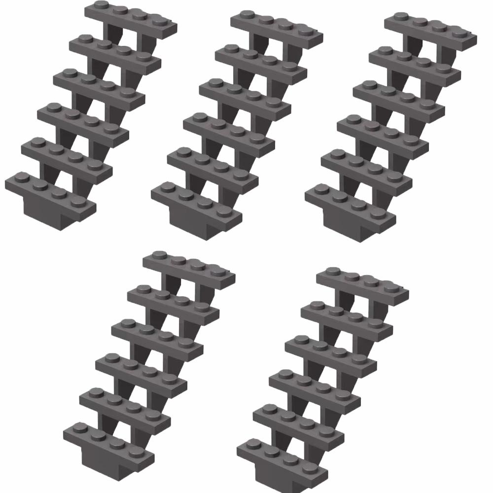 Кирпичи MOC Лестница 7x4x6 - 5 шт. Прямые открытые ступени 30134 для модульных строительных блоков, DIY строительная лестница для города