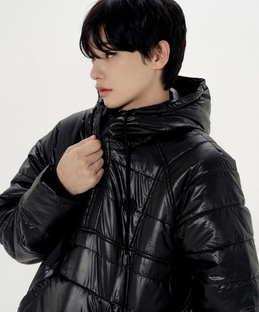 Mayol Unisex Quilted Hoodie Setup Jumper_Glossy Black