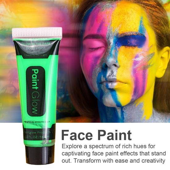 14.2ML UV Neon Face Paint Glow In The Dark Blacklight Fluorescent Water-Based Paint Washable Kids Adults Music Festivals Party Cosplay Makeup