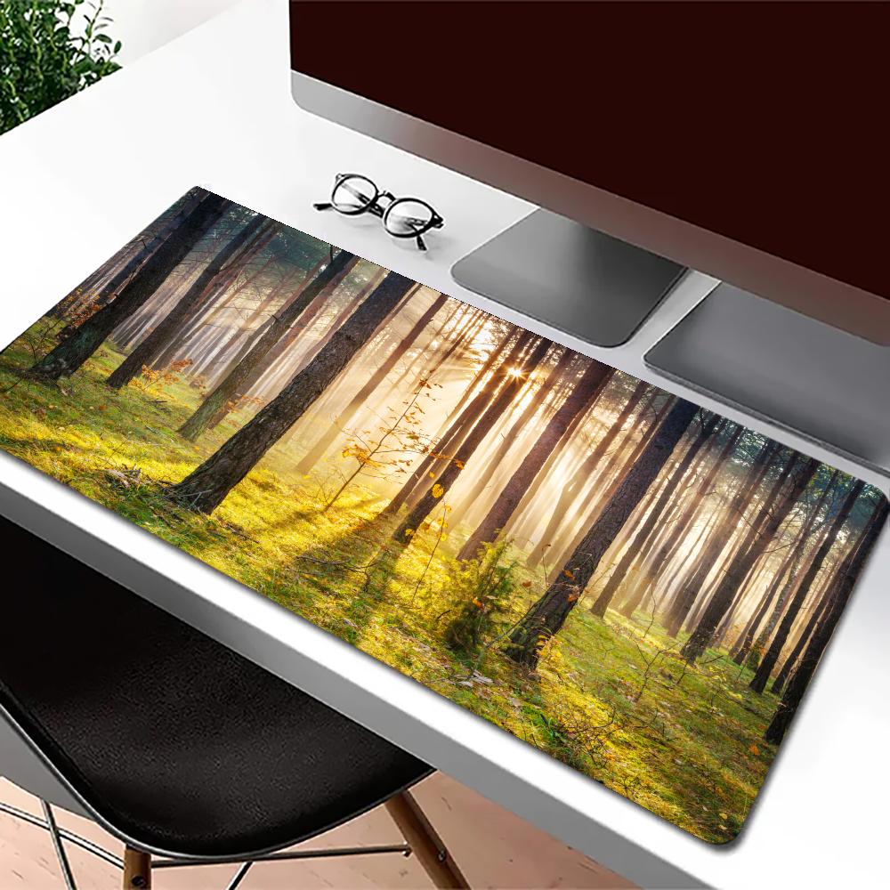 Sunlight Forest Landscape Mouse Pad Large Gaming Mats Setup Playmat Office Carpet Desk Mat Mousepad Speed Mouse Pads Decoration