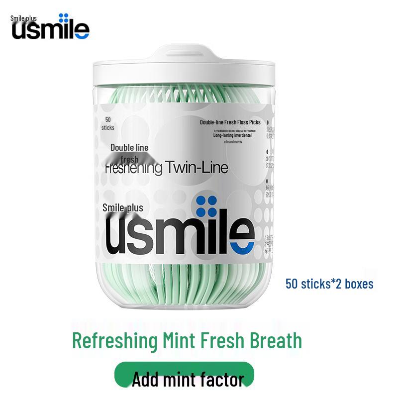 Usmile Double Line Fresh Mint Dental Floss Sticks