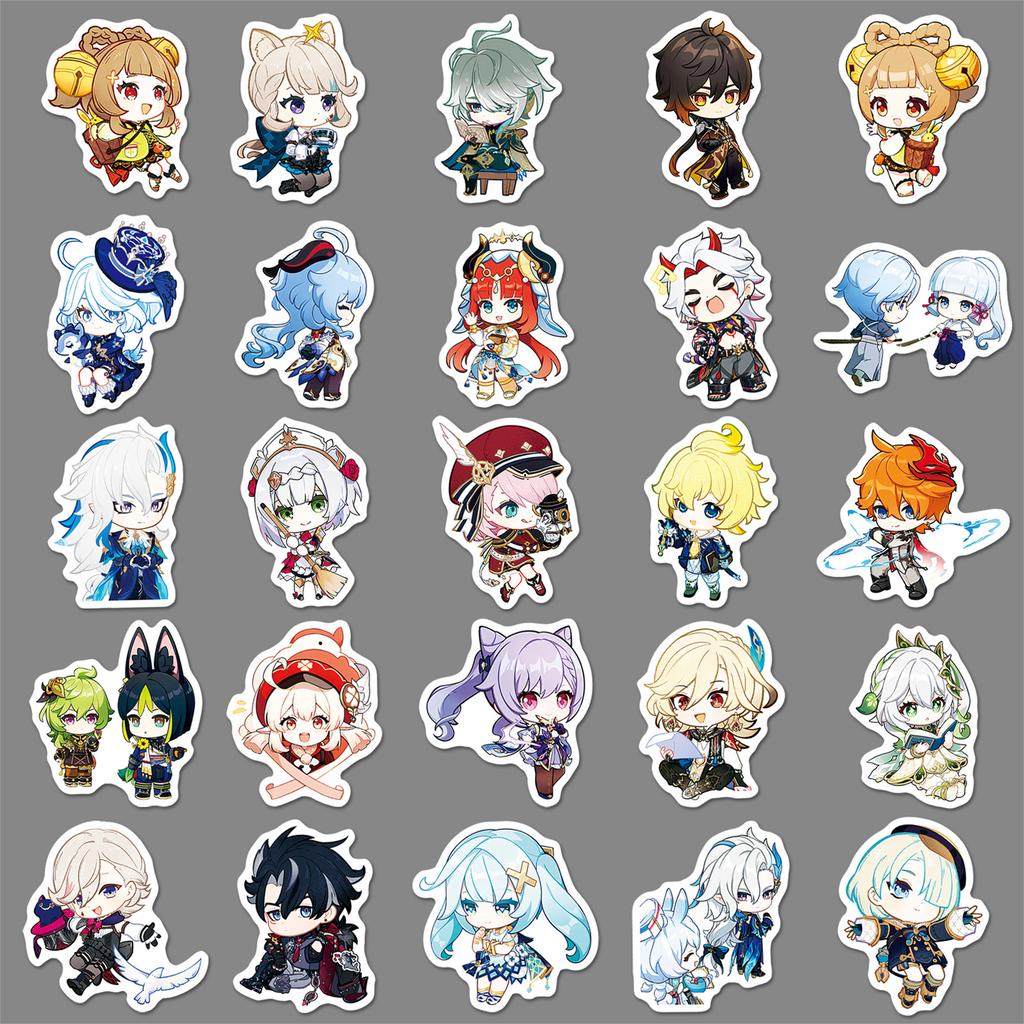 50 Q Version of Genshin Impact Graffiti Stickers Cartoon Cute Game Guka Decorative Laptop DIY Creative Stickers