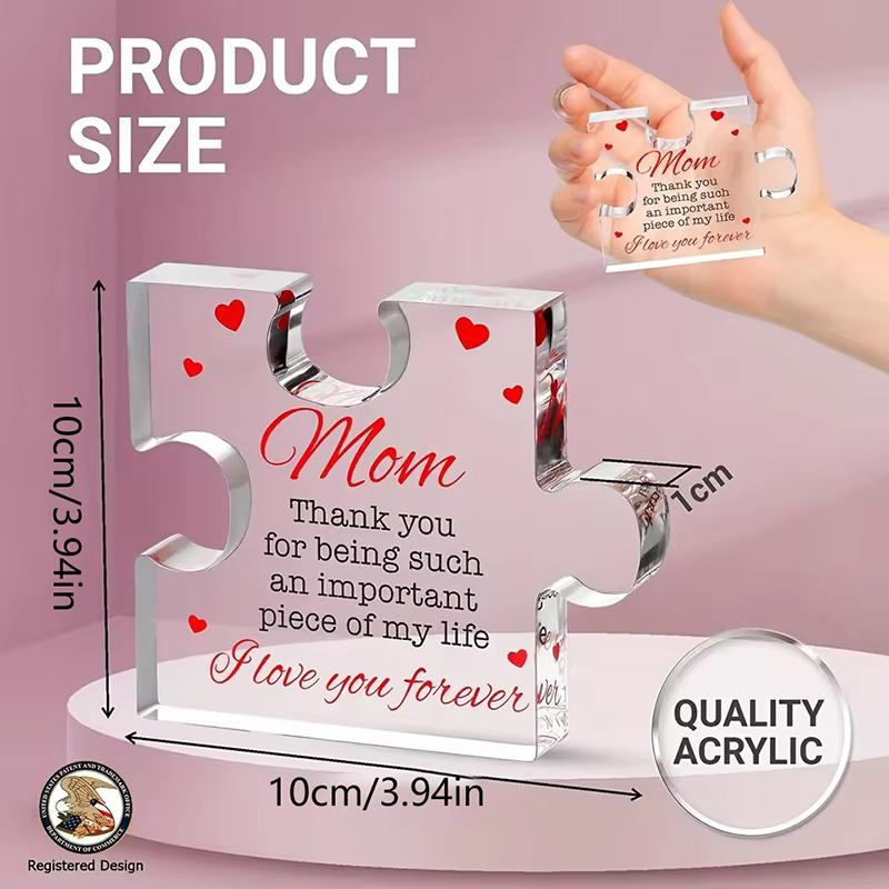 Прозрачные акриловые украшения Подарки маме Пазл В форме сердца Акриловая табличка Подарок на День матери День рождения От дочери Сына Детей