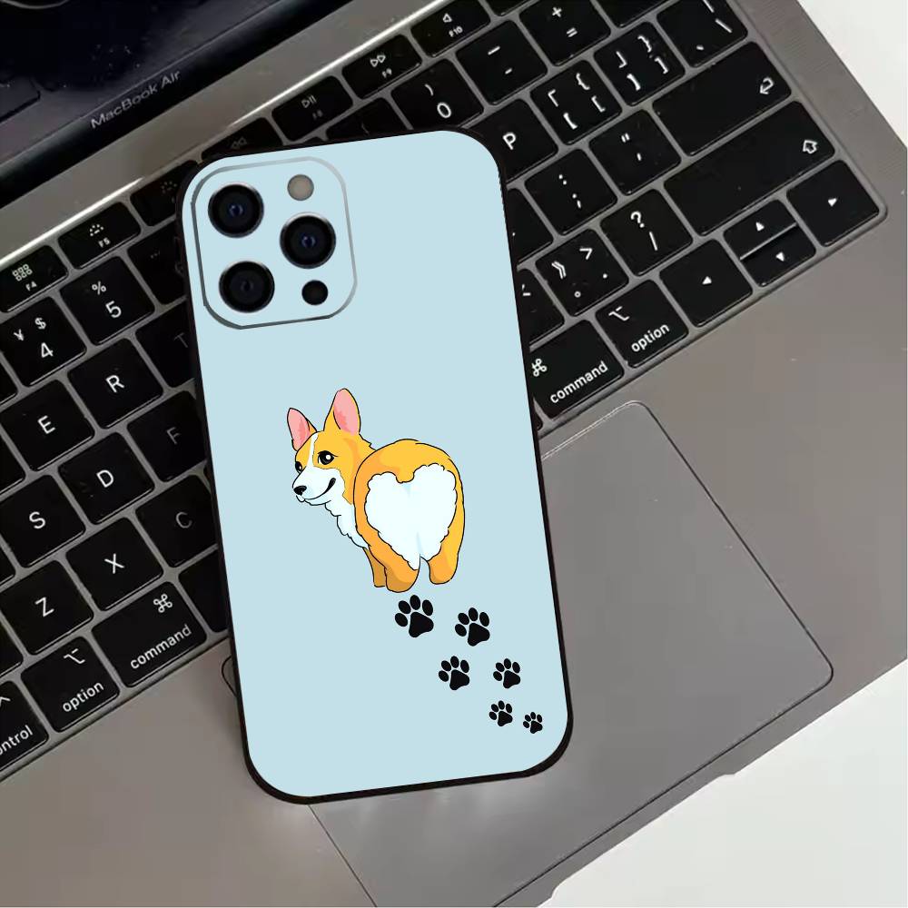 Милый корги Собака Чехол для телефона Для iPhone 17,16,15,14,13,12,11 Plus,Pro Max,XS,Мягкий силиконовый Черный чехол