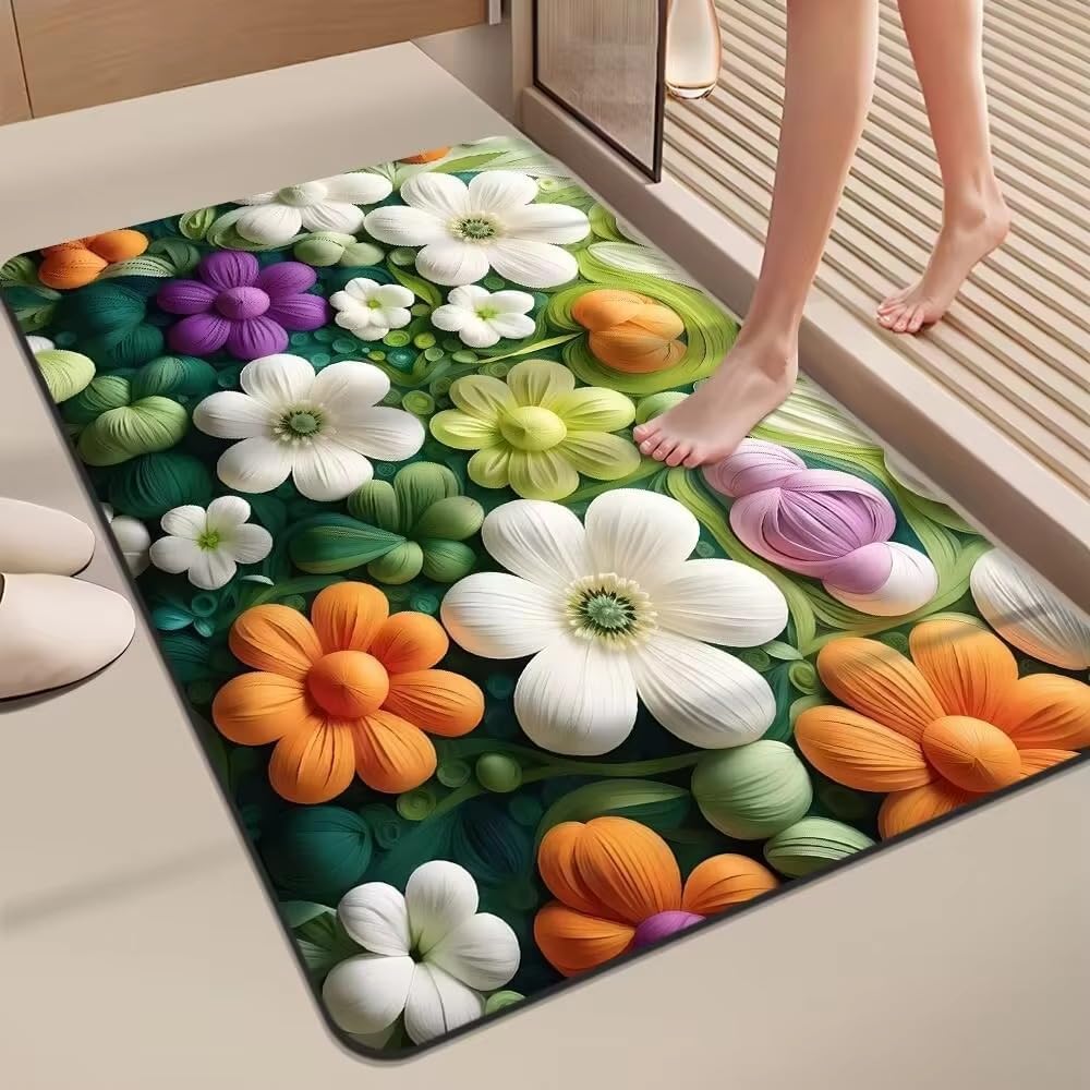 Water Absorbent mat for Bathroom Kitchen Floor Door Entrance Anti Slip Floor Foot Anti Skid Bathroom Shower mat (Design 12)