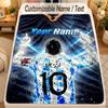 Flannel BlanketLionel Messi Custom Name Text Personalized Soft Warm Throw Blanket Home Decor Gift