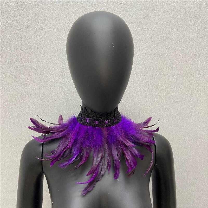 32 см Роскошный панк-перо чокер кружевное перо ожерелье готический перо шарф