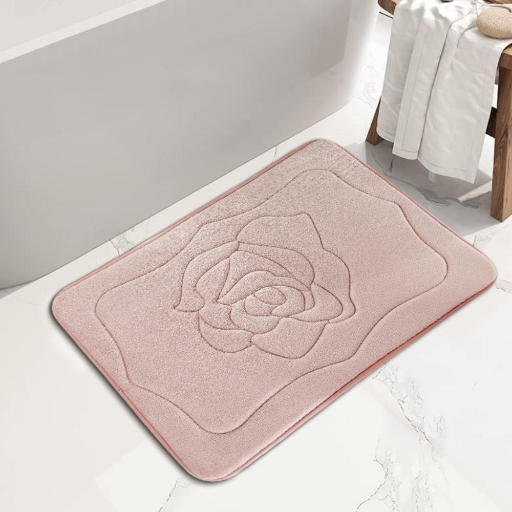 Bathroom Mat Flannel Carpet Simple Solid Color Quilted Bathroom Anti-Slip Mat Absorbent Mat Entry Step Mat