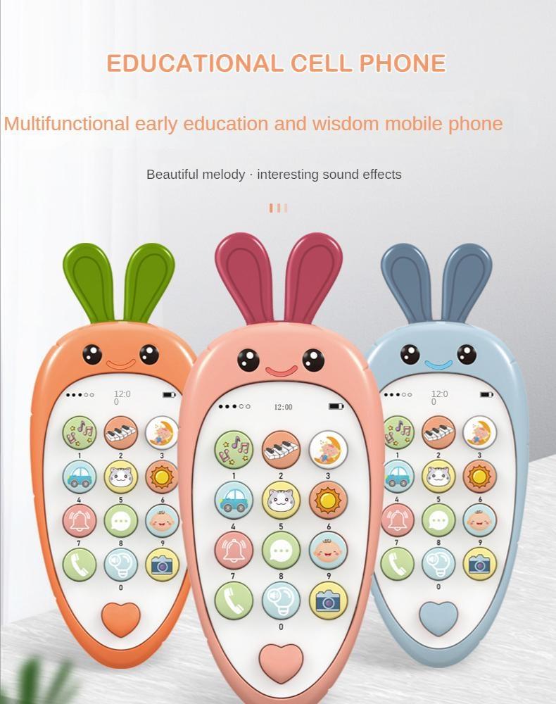 Младенец Девочки Мальчики Мультфильм Редис Моделирование Мобильный Телефон Игрушка Детская Музыка Раннее Образование Машина Сказка Двуязычная Обучающая Игрушка