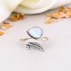Rainbow Moonstone 925 Sterling Silver Pear Gemstone Boho Style Handmade Ring For Women