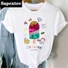 Women Ice Cream Casual Cute Beach 90s Cartoon Short Sleeve Graphic Summer Fashion Print FeUnisex Clothes Tops Tees Unisex Tshirt T-Shirt