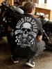 American Motorcycle Skull Print Shortsleeved Tshirt For Men Black Retro Rock Personality Top For Mens Casual Wear