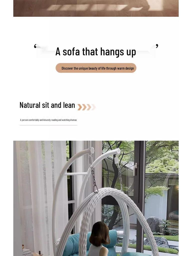 Double Rattan Hanging Basket Chair for Indoor/Outdoor Use