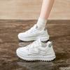 Белые туфли на шнуровке с круглым носком для женщин новая весенняя низкая спортивная обувь для бега на толстой подошве с увеличением роста женская обувь