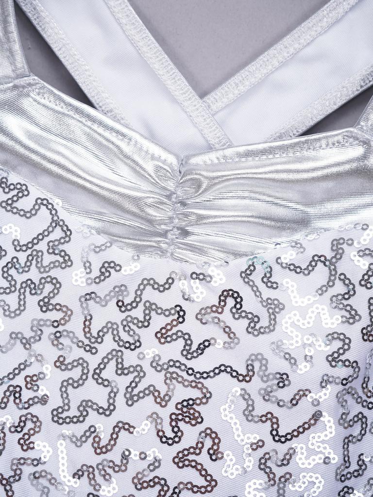 Блестящие пайетки для девочек, балетное платье, гимнастическое платье для фигурного катания, танцевальные костюмы для выступлений, лирическая танцевальная одежда