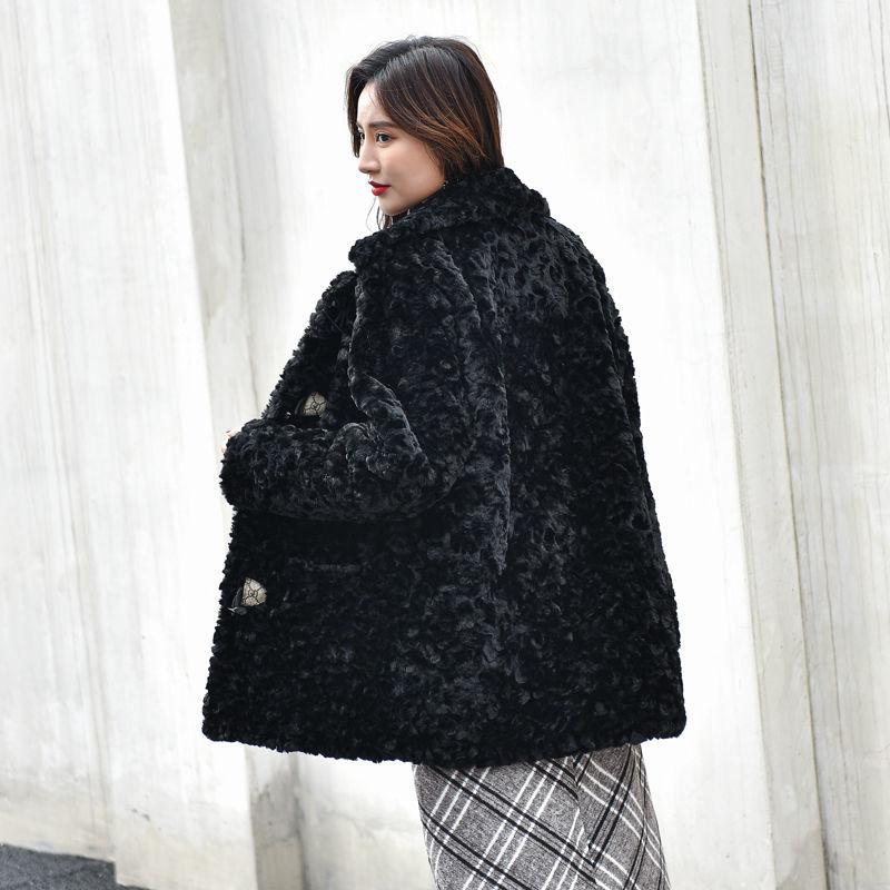 Осень-зима новая шуба женская средней длины из норки с начесом плюшевая шерстяная куртка