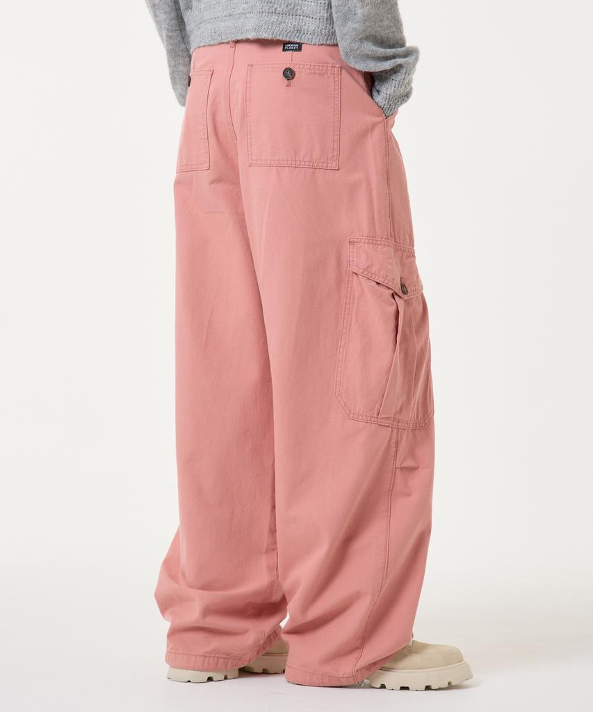 UNKNOWN PLANET Chin Pleated Wide String Cargo Cotton Pants Pink