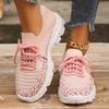 Fashion Pink Knitting Platform Sneakers for Women 2024 Spring Mesh Breathable Sports Shoes Woman Non Slip Thick Sole Running Sneakers
